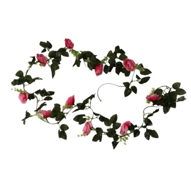 Rosolly Artificial Dark Pink White Filler Rose Vines Flowers Plants Artificial Flower Creeper Hanging Rose For Home Decoration (Color: DarkPink, Material: Silk Polyester)
