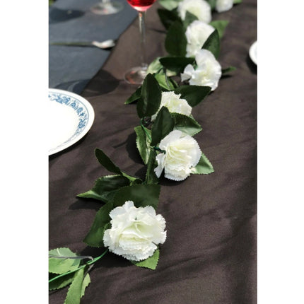 Rosolly Artificial White Carnation Flower Vine Creeper With Big Green Leaves (Color: White, Material: Silk Polyester)
