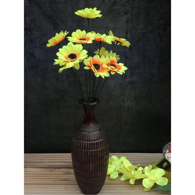 Rosolly Artificial Flowers Bunch Bouquet Of 12 Sunflowers For Home Decoration (Color: Yellow, Material: Silk Polyester)