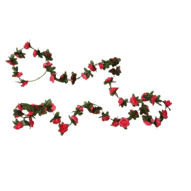 Rosolly Artificial Darkpink Rose Vine Flowers Plants Artificial Flower Creeper Hanging Rose For Home Decoration (Color: DarkPink, Material: Silk Polyester)