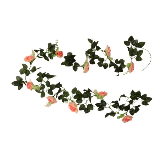 Rosolly Artificial Light Pink White Filler Rose Vines Flowers Plants Artificial Flower Creeper Hanging Rose For Home Decoration (Color: LightPink, Material: Silk Polyester)