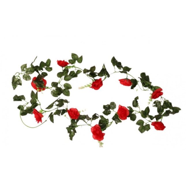 Rosolly Artificial Red White Filler Rose Vines Flowers Plants Artificial Flower Creeper Hanging Rose For Home Decoration (Color: Red, Material: Silk Polyester)