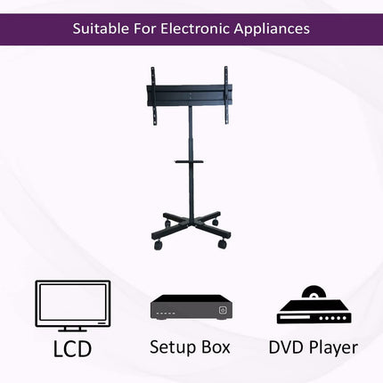 Rosolly 5 Feet Universal Pedestal Movable LED/LCD TV Trolley Stand with Wheels