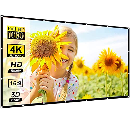 Rosolly Projector Screen 84 inch 4K Movies Screen Portable Widescreen Foldable Projection Movies Screen