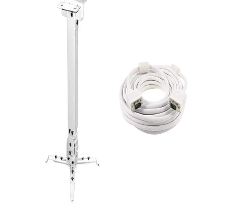 Rosolly Ceiling Mount Square with 15 Meter White vga Cable (Pack of 2) Projector Stand 3 FEET