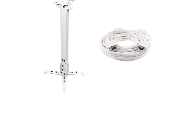 Rosolly Ceiling Mount Square with 15 Meter White vga Cable (Pack of 2) Projector Stand 6 FEET