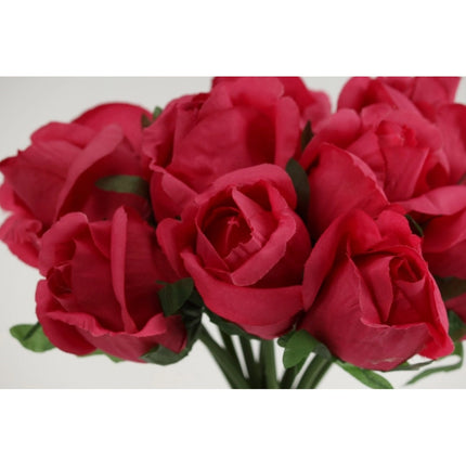 Rosolly Artificial Rose Flowers Bunch Bouquet Of 13 Roses For Home Decoration (Dark Pink, Material:Silk, Polyester)