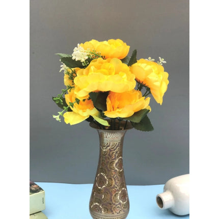 Rosolly Artificial Flowers Bunch Bouquet Of 7 Poppy Flowers For Home Decoration (Yellow, Material:Silk, Polyester)