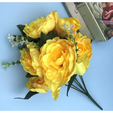 Rosolly Artificial Flowers Bunch Bouquet Of 7 Poppy Flowers For Home Decoration (Yellow, Material:Silk, Polyester)