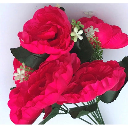 Rosolly Artificial Flowers Bunch Bouquet Of 7 Poppy Flowers For Home Decoration (Darkpink, Material:Silk, Polyester)
