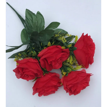 Rosolly Artificial Flowers Bunch Bouquet Of 5 Roses For Home Decoration (Red, Material:Silk, Polyester)