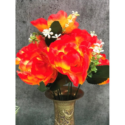 Rosolly Artificial Flowers Bunch Bouquet Of 7 Poppy Flowers For Home Decoration (Orange, Material:Silk, Polyester)