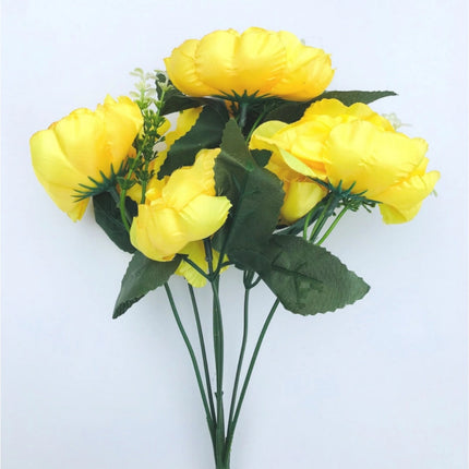 Rosolly Artificial Flowers Bunch Bouquet Of 7 Poppy Flowers For Home Decoration (Yellow, Material:Silk, Polyester)
