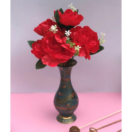 Rosolly Artificial Flowers Bunch Bouquet Of 7 Poppy Flowers For Home Decoration (Red, Material:Silk, Polyester)