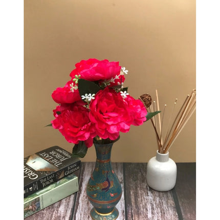 Rosolly Artificial Flowers Bunch Bouquet Of 7 Poppy Flowers For Home Decoration (Darkpink, Material:Silk, Polyester)