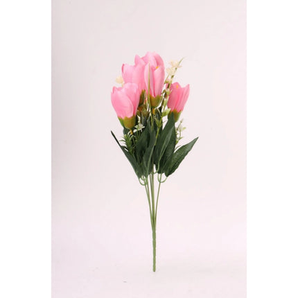 Rosolly Artificial Flowers Bunch Bouquet Of Daffodil Tulip Flowers For Home Decoration (Light Pink, Material:Silk, Polyester)