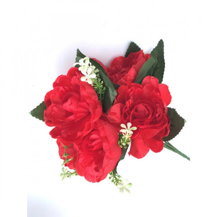 Rosolly Artificial Flowers Bunch Bouquet Of 7 Poppy Flowers For Home Decoration (Red, Material:Silk, Polyester)