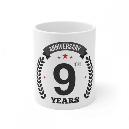 Rosolly Ceramic 9th Anniversary Printed Coffee Mug (Color: White, Capacity:330ml)