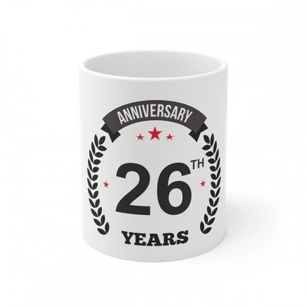 Rosolly Ceramic 26th Anniversary Printed Coffee Mug (Color: White, Capacity:330ml)