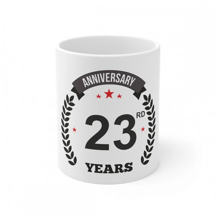 Rosolly Ceramic 23rd Anniversary Printed Coffee Mug (Color: White, Capacity:330ml)