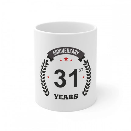 Rosolly Ceramic 31st Anniversary Printed Coffee Mug (Color: White, Capacity:330ml)
