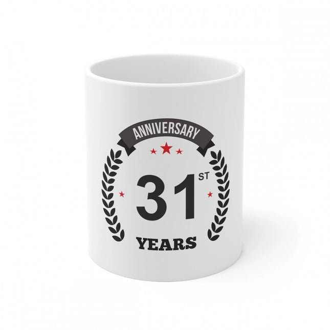 Rosolly Ceramic 31st Anniversary Printed Coffee Mug (Color: White, Capacity:330ml)