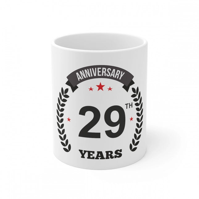 Rosolly Ceramic 29th Anniversary Printed Coffee Mug (Color: White, Capacity:330ml)