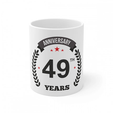 Rosolly Ceramic 49th Anniversary Printed Coffee Mug (Color: White, Capacity:330ml)