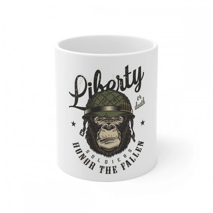Rosolly Ceramic Gorila Desing Printed Coffee Mug (Color: White, Capacity:330ml)