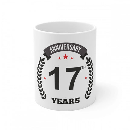 Rosolly Ceramic 17th Anniversary Printed Coffee Mug (Color: White, Capacity:330ml)