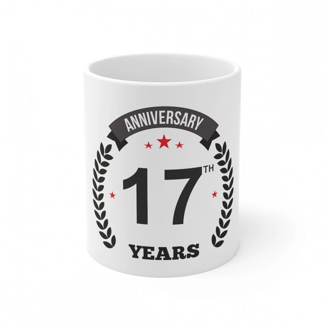Rosolly Ceramic 17th Anniversary Printed Coffee Mug (Color: White, Capacity:330ml)