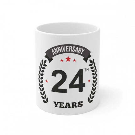 Rosolly Ceramic 24th Anniversary Printed Coffee Mug (Color: White, Capacity:330ml)