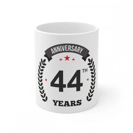 Rosolly Ceramic 44th Anniversary Printed Coffee Mug (Color: White, Capacity:330ml)