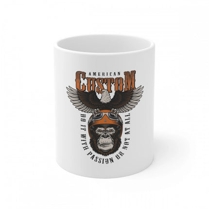 Rosolly Ceramic Gorila Desing Printed Coffee Mug (Color: White, Capacity:330ml)
