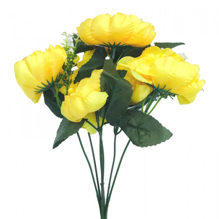 Rosolly Artificial Flowers Bunch Bouquet Of 7 Poppy Flowers For Home Decoration (Yellow, Material:Silk, Polyester)