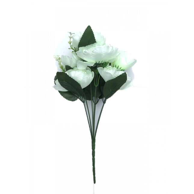 Rosolly Artificial Flowers Bunch Bouquet Of 7 Poppy Flowers For Home Decoration (White, Material:Silk, Polyester)