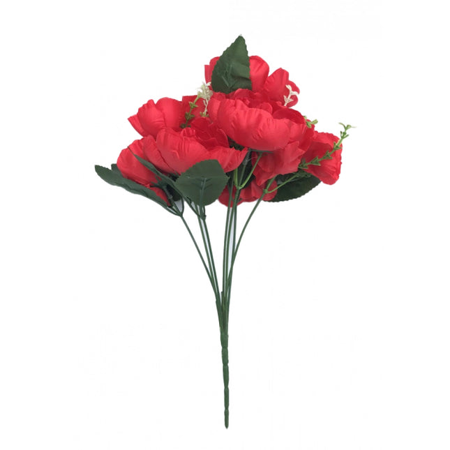Rosolly Artificial Flowers Bunch Bouquet Of 7 Poppy Flowers For Home Decoration (Red, Material:Silk, Polyester)