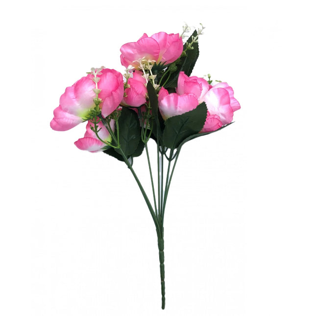 Rosolly Artificial Flowers Bunch Bouquet Of 7 Poppy Flowers For Home Decoration (Light Pink, Material:Silk, Polyester)