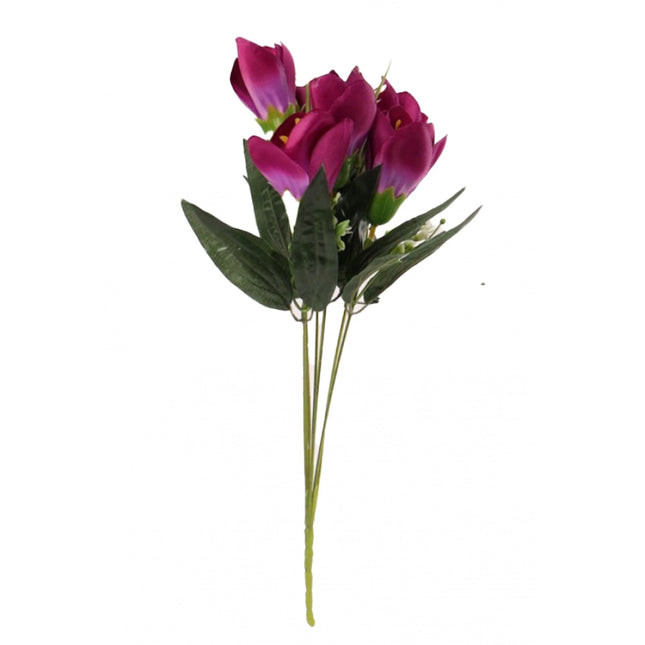 Rosolly Artificial Flowers Bunch Bouquet Of Daffodil Tulip Flowers For Home Decoration (Purple, Material:Silk, Polyester)
