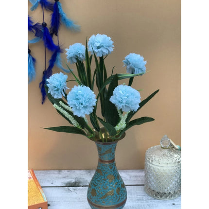 Rosolly Artificial Flowers Bunch Bouquet Of 6 Chrysanthemum Flowers For Home Decoration (Blue, Material:Silk, Polyester)