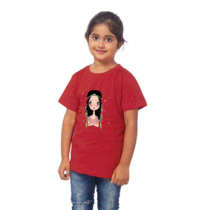 Rosolly Girls Cotton Tribal Half Sleeve TShirt (Maroon)