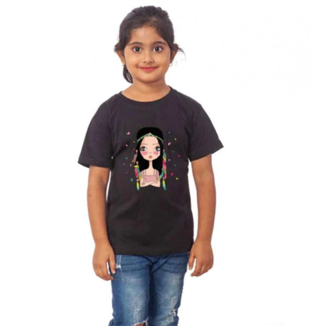 Rosolly Girls Cotton Tribal Half Sleeve TShirt (Black)