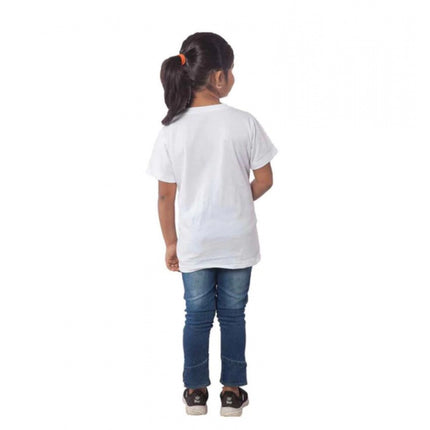 Rosolly Girls Cotton Drama Queen Half Sleeve TShirt (White)