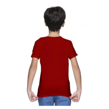 Rosolly Boys Cotton Plain Half Sleeve TShirt (Maroon)