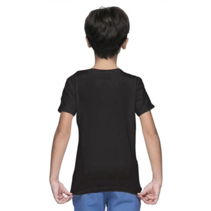 Rosolly Boys Cotton Plain Half Sleeve TShirt (Black)