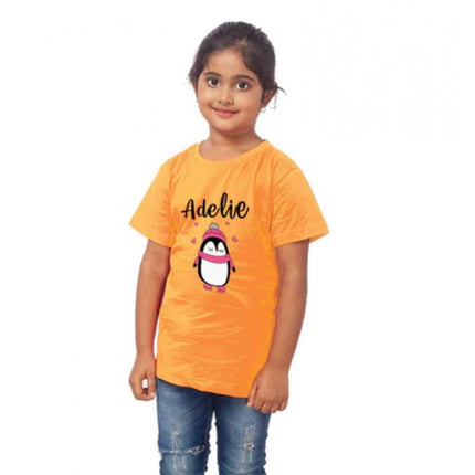 Rosolly Girls Cotton Adelie Half Sleeve TShirt (Mustard)