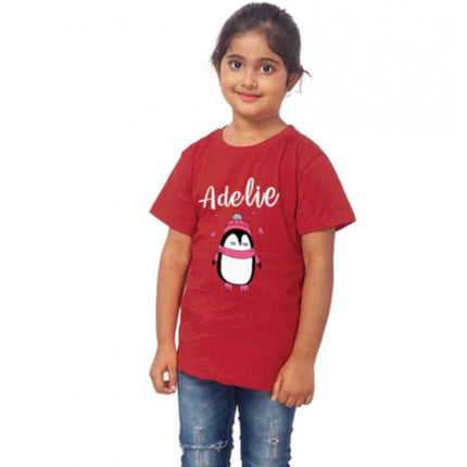 Rosolly Girls Cotton Adelie Half Sleeve TShirt (Maroon)