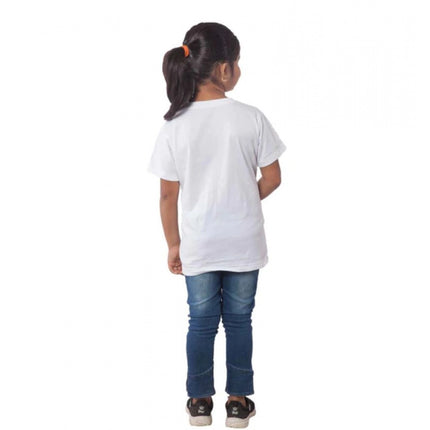 Rosolly Girls Cotton Panda Glass Half Sleeve TShirt (White)