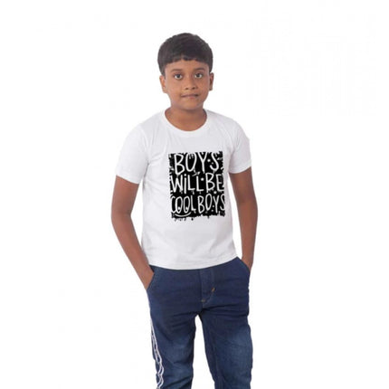 Rosolly Boys Cotton Will Be Cool Half Sleeve TShirt (White)