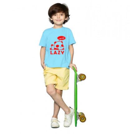 Rosolly Boys Cotton Lazy Half Sleeve TShirt (Sky Blue)